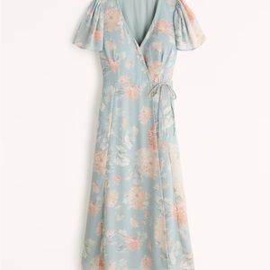 NWT Abercrombie Blue Floral Wrap Dress size SMALL